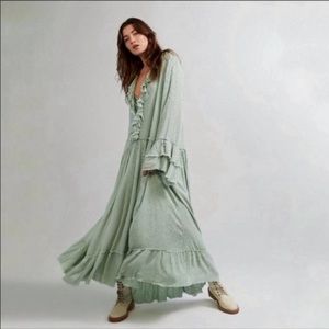 NWT Free People Sweet Darlin Mint Green Boho Maxi Dress XS